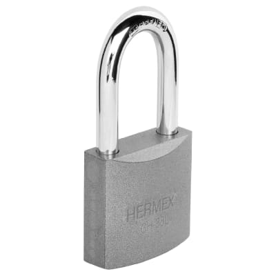 Candado de hierro 38 mm arco largo en caja, Hermex