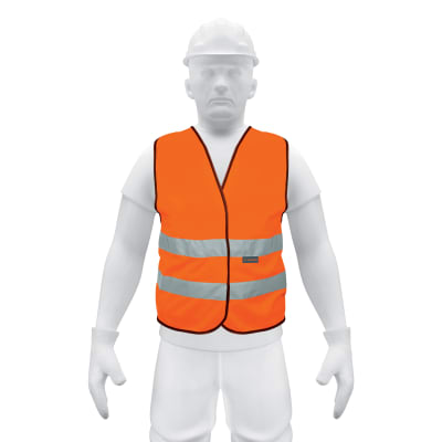 Chaleco de seguridad naranja con cintas de alta visibilidad Truper1