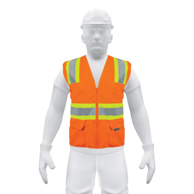 Chaleco de seguridad naranja max visibilidad y 6 bolsas Truper
