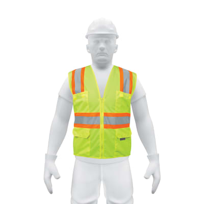 Chaleco de seguridad verde max visibilidad y 6 bolsas Truper