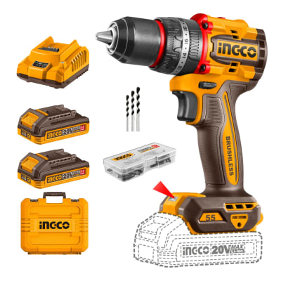 Taladro percutor 55nm + 2 baterías 2ah y cargador Ingco
