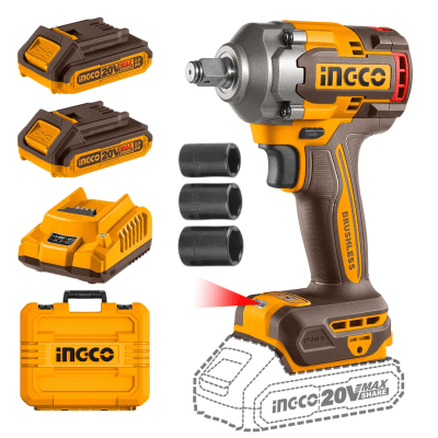 Llave de impacto 400 Nm + 2 baterías 2ah Ingco