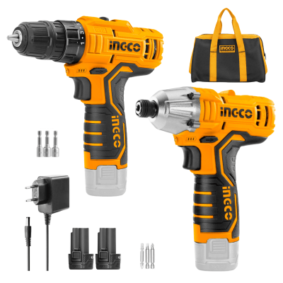 Combo taladro atornillador + taladro atornillador de impacto 12v Ingco