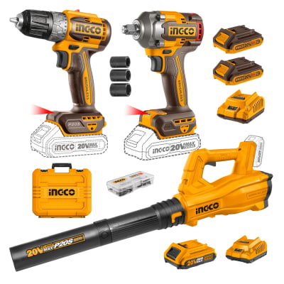 Taladro + llave de impacto + Sopladora Ingco