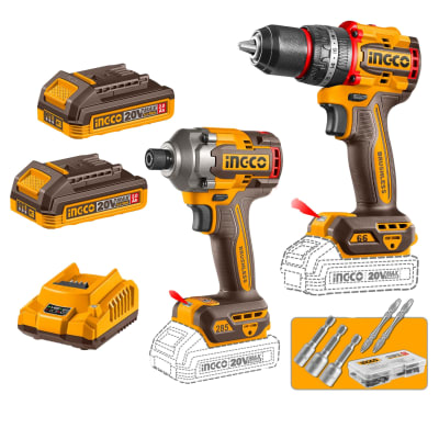 Combo taladro percutor 66nm + atornillador de impacto 285nm Ingco1