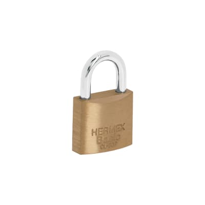 Candado de latón 30 mm arco normal, en blíster, Hermex Basic
