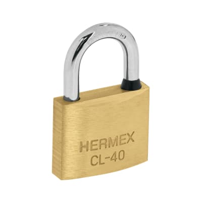 Candado de latón 40 mm arco normal en blíster hermex