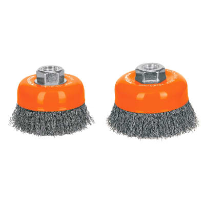 Escobilla tipo copa 3'' alambre ondulado fino eje m14 Truper1