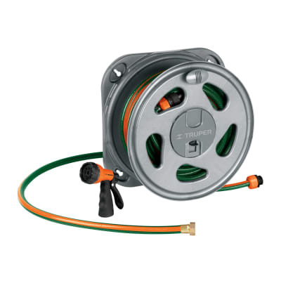 Combo manguera 20m + pistola de riego y porta manguera truper