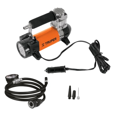 Inflador Compresor de aire 12V portatil para auto incluye maletin Truper