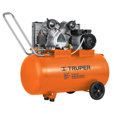 Compresora lubricada de banda 120 litros Horizontal  Truper
