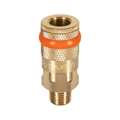 Acople de latón, cuerda 1/4 NPT, macho, Truper