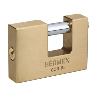 Candado antipalanca 65mm, cuerpo de latón llave tradicional Hermex1