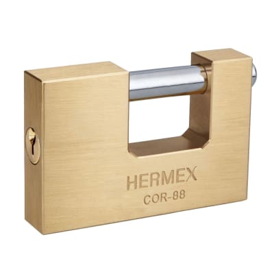 Candado antipalanca 88 mm cuerpo de latón llave tradicional Hermex
