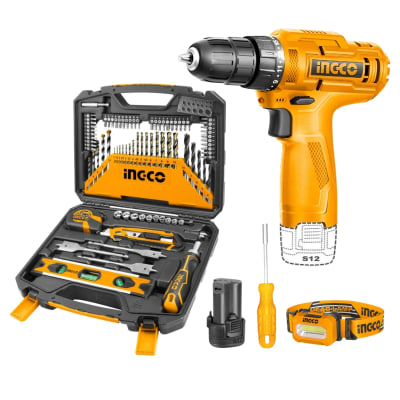 Taladro 12v + 86 herramientas Ingco