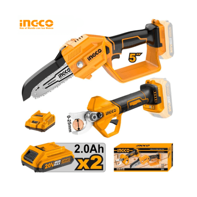 Motosierra + Tijera de Poda Incluye cargador y bateria Ingco