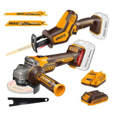Sierra sable inalámbrica + bateria y cargador Ingco + Amoladora angular 4 1/21