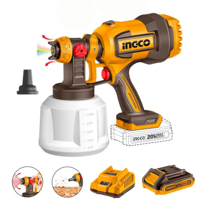 Pistola para pintar de 1000ml 20v + batería + cargador Ingco