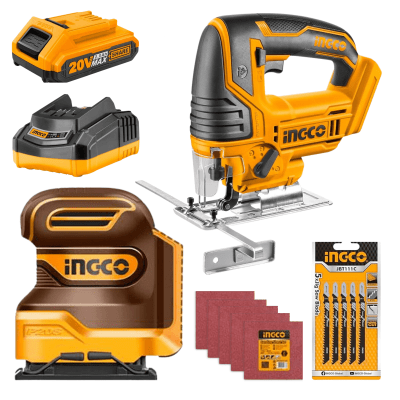Combo lijadora orbital 20v + sierra caladora 20v Ingco1
