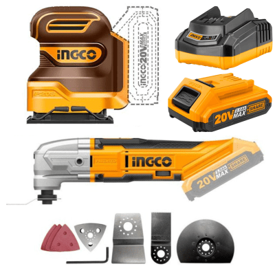 Combo lijadora orbital 20v + herramienta multifuncion 20v Ingco