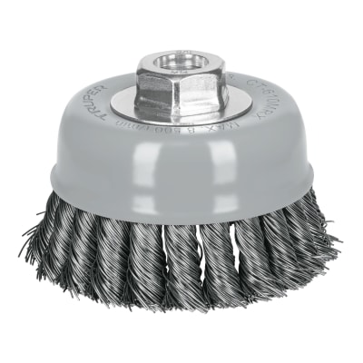 Escobilla tipo copa 4´´ alambre trenzado grueso, Multi-rosca, Truper