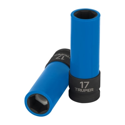 Dado largo impacto, 17mm, 6 p, protec plástica, cuadro 1/2´´ Truper