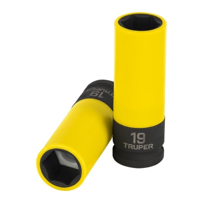 Dado largo impacto, 19mm, 6 p, protec plástica, cuadro 1/2´´ Truper