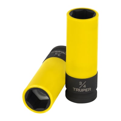 Dado largo impacto, 3/4´´, 6 p, protec plástica, cuadro 1/2´´ Truper