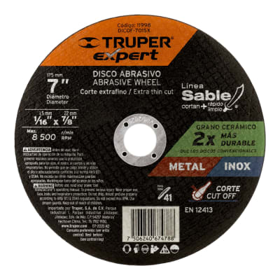 Disco Tipo 41 de 7'' x 1.5 mm corte fino de metal, Expert Truper