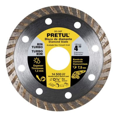 Disco diamantado de 4´´ x 1.2 mm rin turbo, Pretul