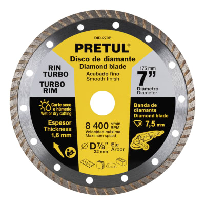 Disco diamantado de 7´´ x 1.6 mm rin turbo, Pretul
