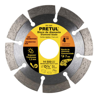 Disco diamantado de 4´´ x 1.2 mm rin segmentado, Pretul