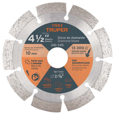 Disco diamantado de 4-1/2'' x 2.1 mm rin segmentado. truper1
