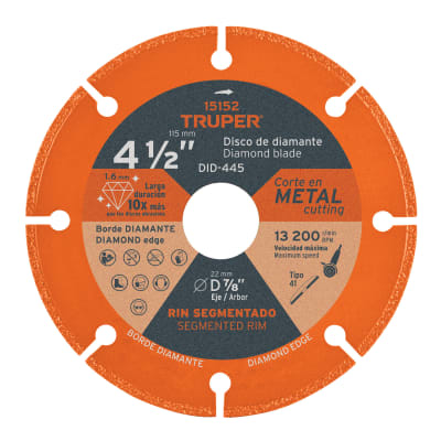 Disco de diamante, 4-1/2´´ corte metal Truper1
