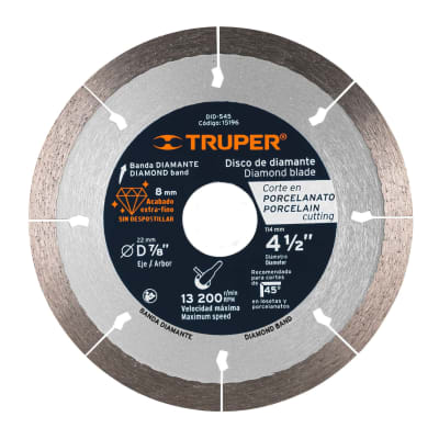 Disco diamantado de 4-1/2'' x 1.3 mm corte de porcelanato Truper