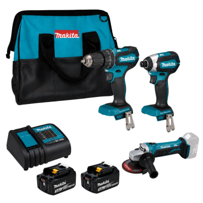Taladro percutor + Atornillador de impacto + Amoladora 18v Makita1
