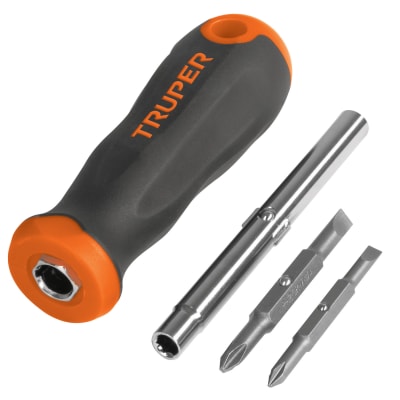 Desarmador 2 puntas dobles y barra con 2 cajas hexagonales Truper