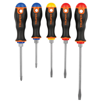 Juego de 5 desarmadores mango confort grip Truper