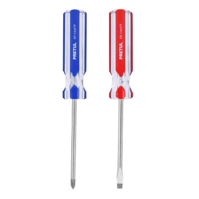 Dúo de desarmadores 1/4 x 4´´ mango de PVC, Pretul1