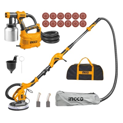 Lijadora de pared y techo 1050w + Pistola para pintar electrica vaso de aluminio 550w Ingco