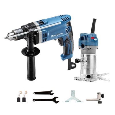 Taladro percutor 710w + Ruteadora 1/4