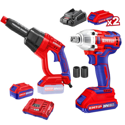 Hidrolavadora 20v + Llave de impacto Emtop1