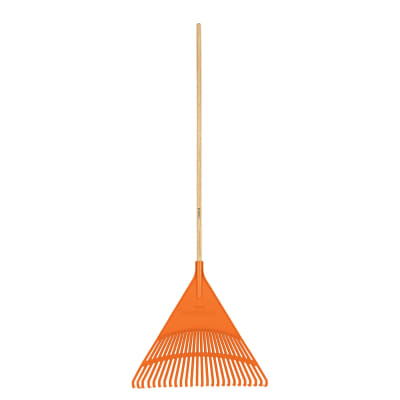 Escoba plástica rígida para jardín, 26 dientes, mango 48'' Truper