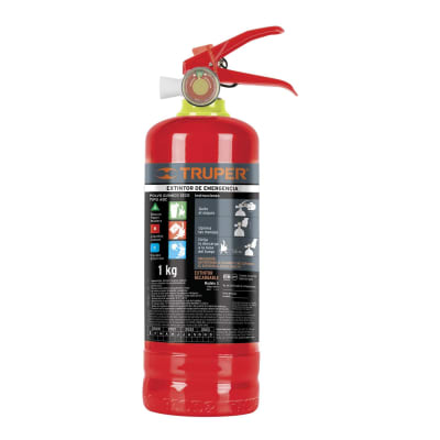 Extintor portátil recargable 1 Kg polvo tipo ABC Truper