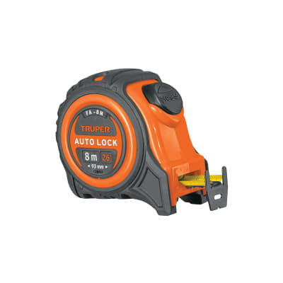 Wincha auto-lock contra impactos 8 m cinta 25 mm Amarillo  Truper