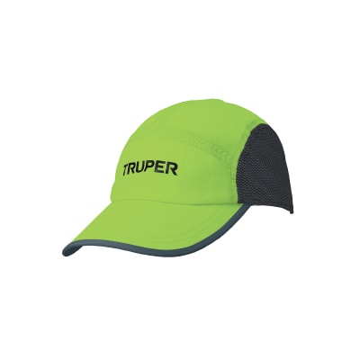 Gorra Truper color verde, 100% poliéster respirable