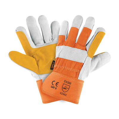 Guantes de carnaza y loneta con refuerzo unitalla Truper