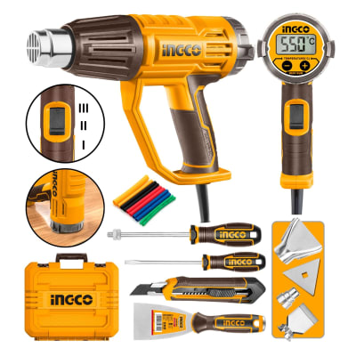 Pistola de calor digital 2000w + accesorios + maletín Ingco1