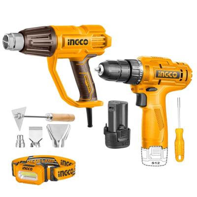 Pistola de calor 2000w + Taladro 12v Ingco