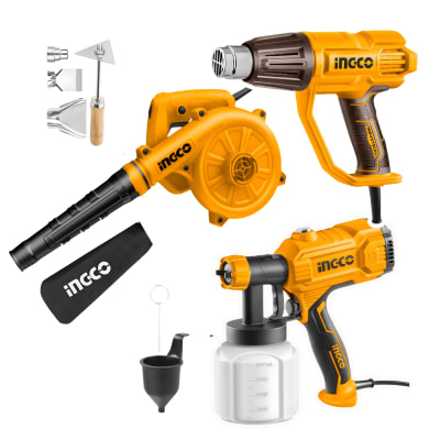 Combo Pistola de Calor 2000w + Pistola de Pintar 450w + Sopladora 650w Ingco